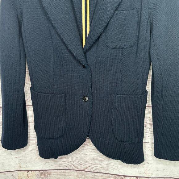 Rag & Bone 100% Merino Wool Navy Blue Knit Single Button Jacket Size Medium - Picture 6 of 11